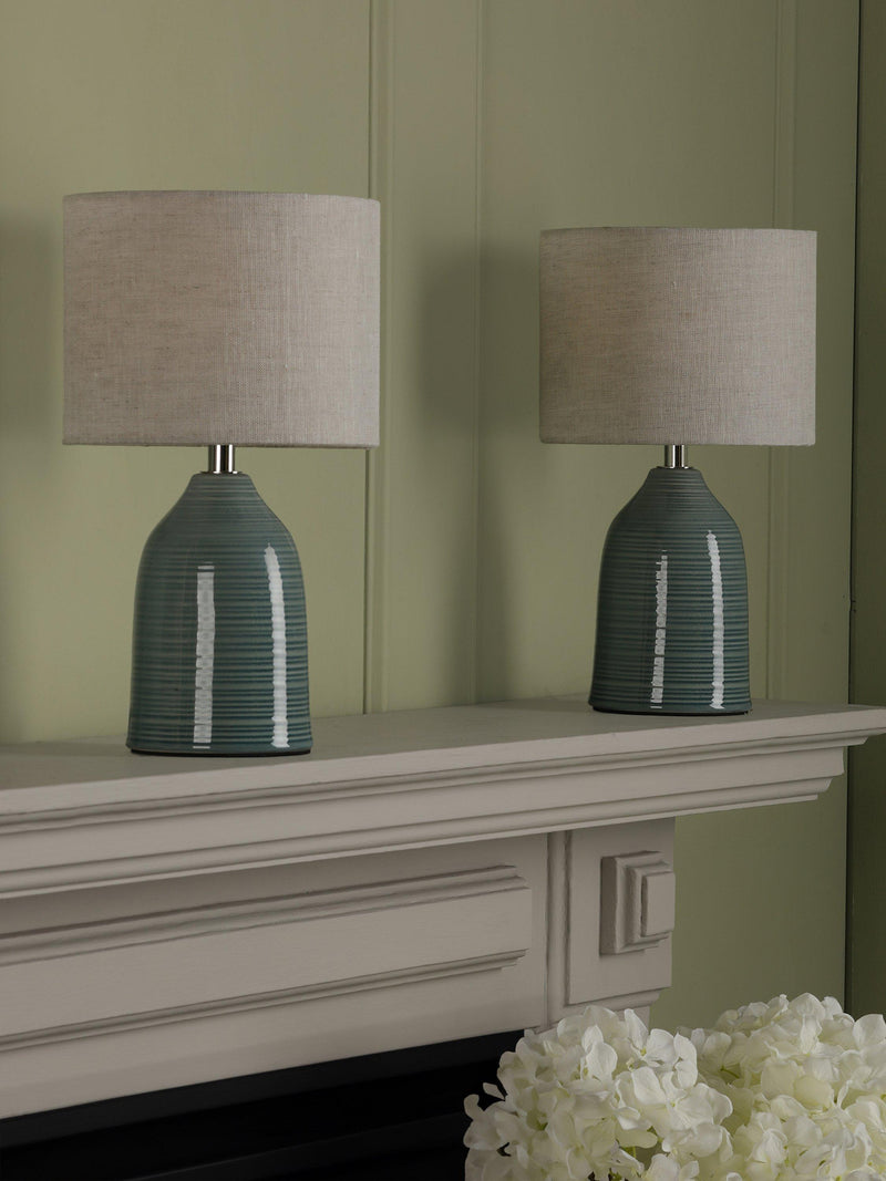 Laura Ashley table lamp set blue ceramic (British brand)
