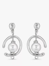 John Lewis UNOde50 Pearl Asymmetric Drop Earrings Silver- Buy online at McGrocer