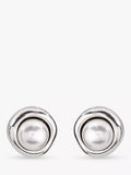 UNOde50 crystal faux pearl round stud earrings silver, imported from the UK