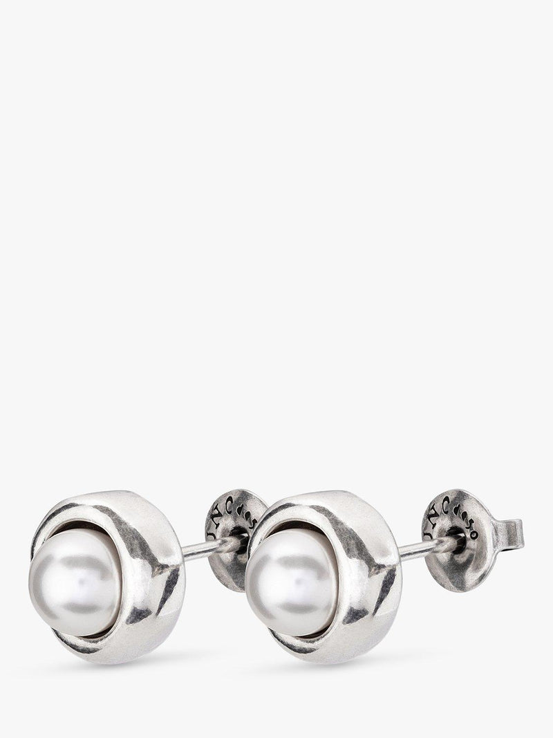 UNOde50 crystal faux pearl round stud earrings silver, imported from the UK