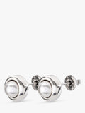 UNOde50 crystal faux pearl round stud earrings silver, imported from the UK