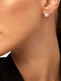 UNOde50 crystal faux pearl round stud earrings silver, imported from the UK