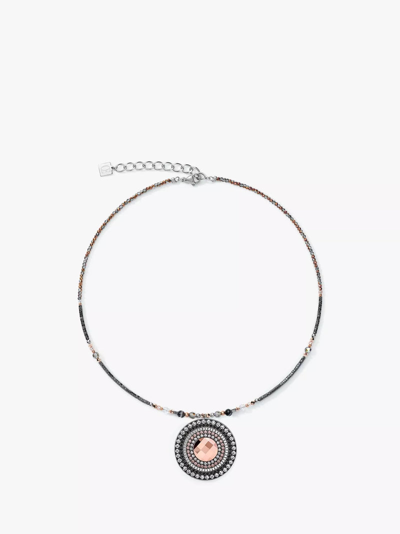 COEUR DE LION statement pendant necklace Swarovski crystals rose gold - British product