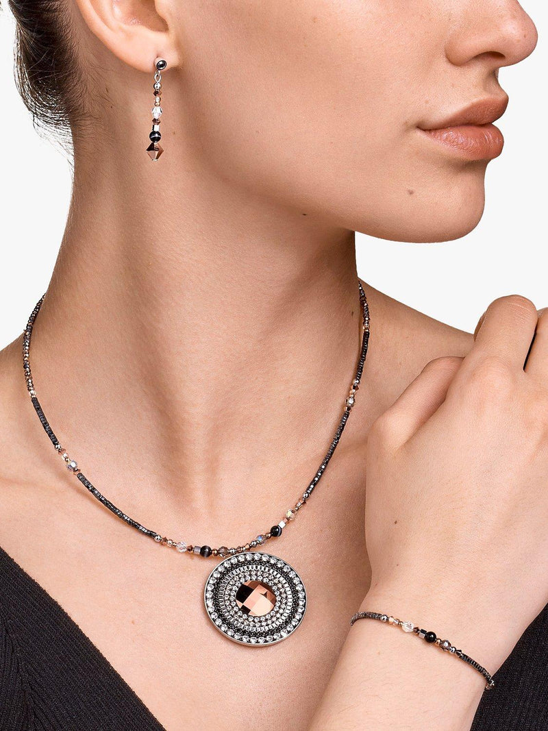 COEUR DE LION statement pendant necklace Swarovski crystals rose gold - British product