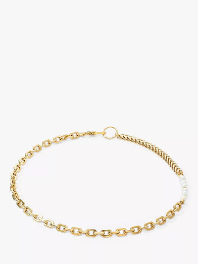 John Lewis COEUR DE LION Freshwater Pearl Link Chain Necklace, Gold/White, 50cm- Buy online at McGrocer