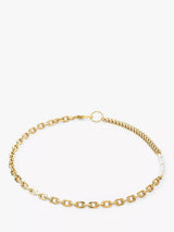 John Lewis COEUR DE LION Freshwater Pearl Link Chain Necklace, Gold/White, 50cm- Buy online at McGrocer