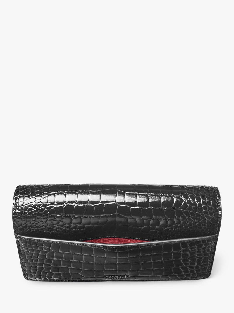Aspinal of London Mayfair croc effect leather clutch bag, UK version