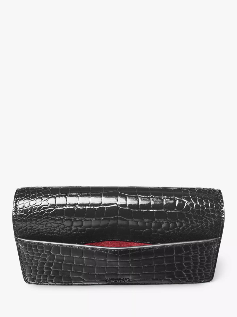 Aspinal of London Mayfair croc effect leather clutch bag, UK version