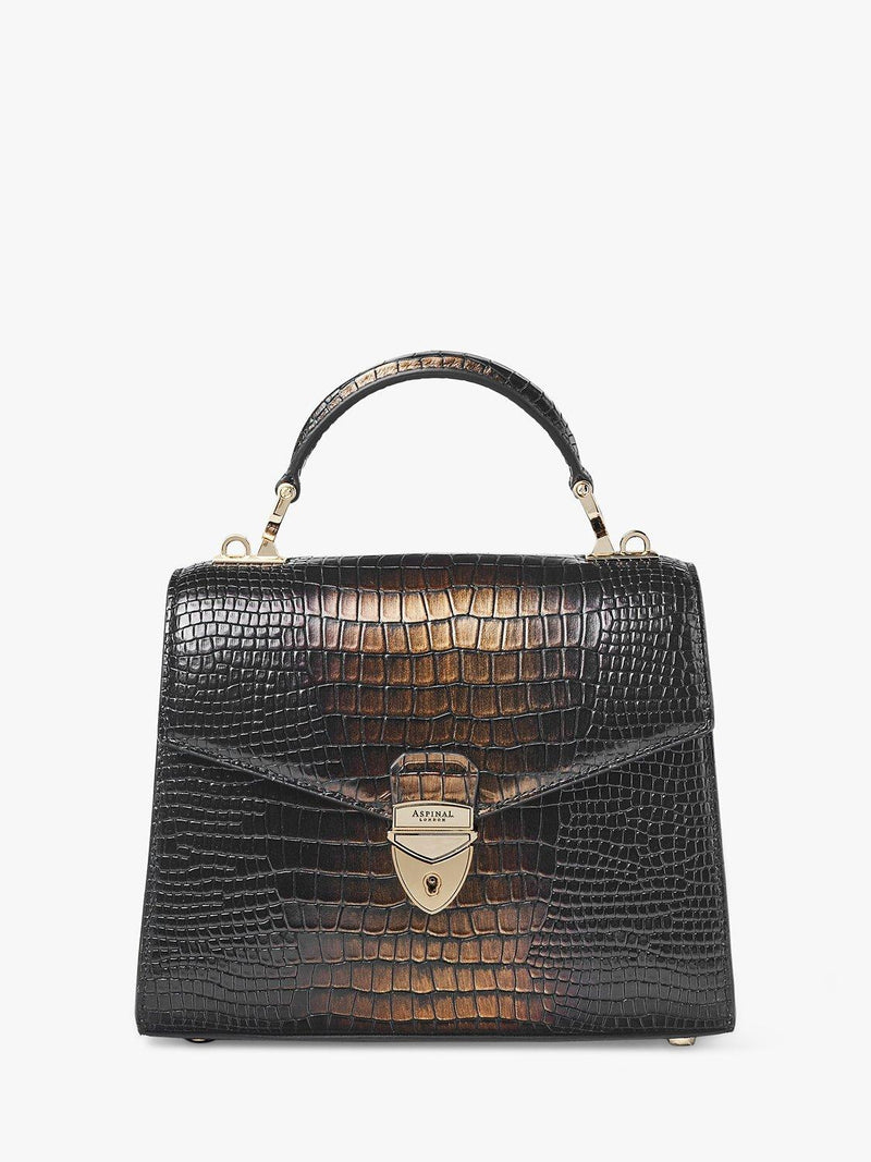 Aspinal Midi Mayfair 2 croc leather cross body bag (British brand)