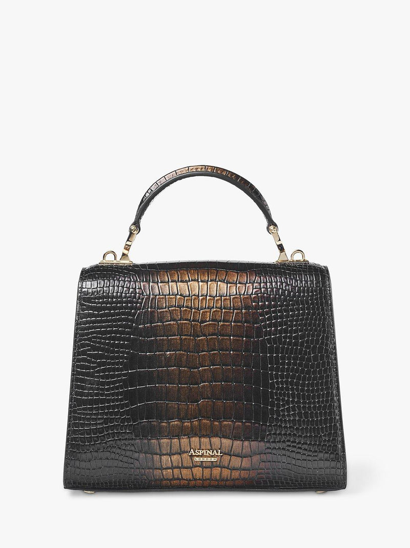 Aspinal Midi Mayfair 2 croc leather cross body bag (British brand)