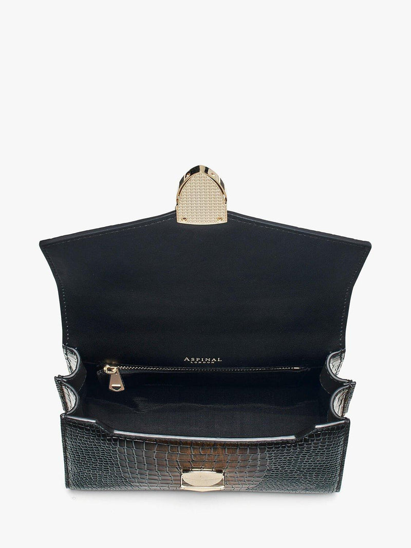 Aspinal Midi Mayfair 2 croc leather cross body bag (British brand)