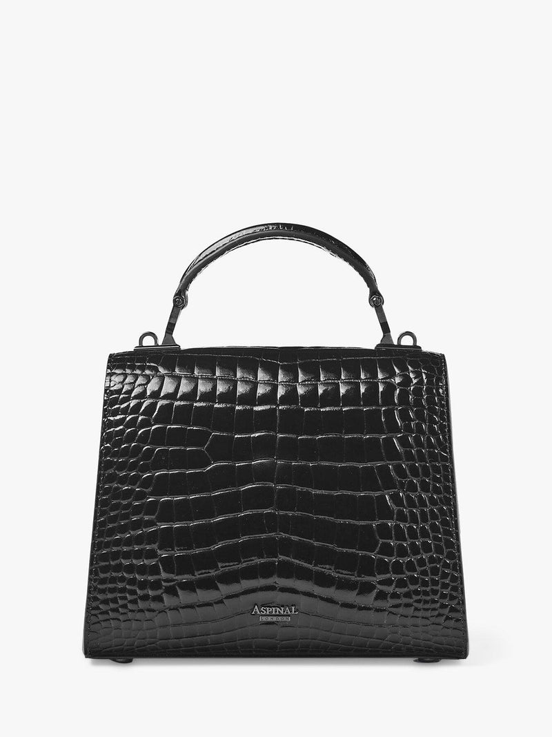 Aspinal of London Midi Mayfair 2 croc leather crossbody bag in black (British brand)