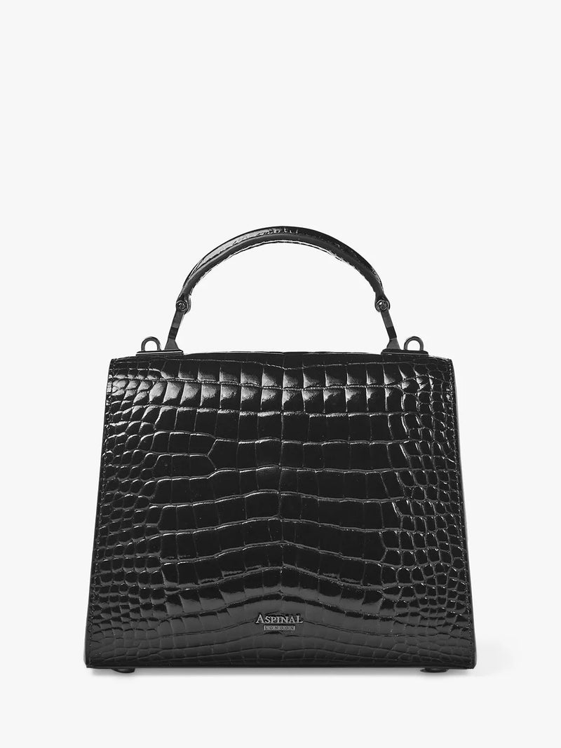 Aspinal of London Midi Mayfair 2 croc leather crossbody bag in black (British brand)