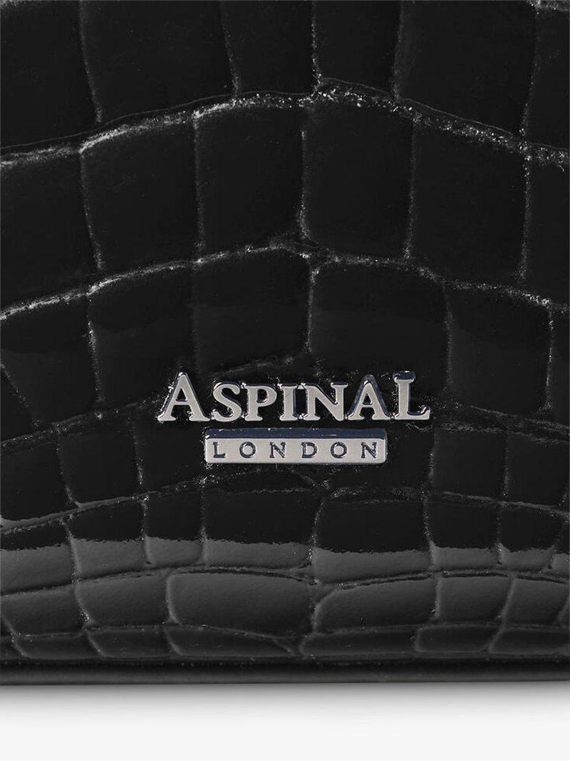 Aspinal of London Midi Mayfair 2 croc leather crossbody bag in black (British brand)