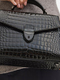Aspinal of London Midi Mayfair 2 croc leather crossbody bag in black (British brand)