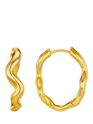 Orelia Abstract Wave Oval Hoop Earrings Gold Fashion Earrings 12mm Inner Diameter
