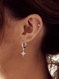 Orelia Starburst small hoop earrings silver, UK version