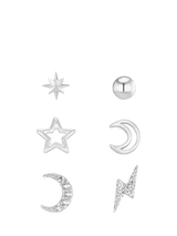 John Lewis Orelia Celestial Ear Party Stud Earrings Pack of 6 Silver- Buy online at McGrocer