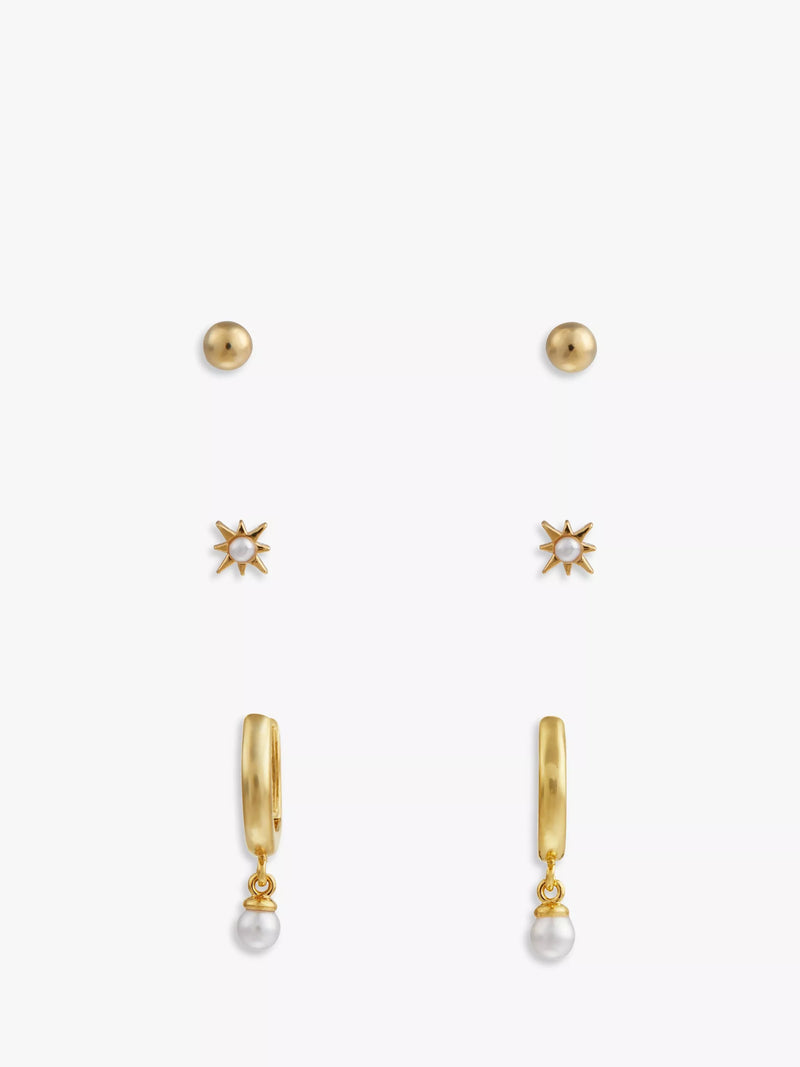 Orelia hoop and star stud earrings pack of 3, imported from the UK