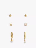 Orelia hoop and star stud earrings pack of 3, imported from the UK