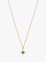 John Lewis Orelia Emerald Star Charm Necklace, Gold/Green- Buy online at McGrocer