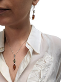 Be-Jewelled marquise cut amber drop earrings green cognac sterling silver - British product