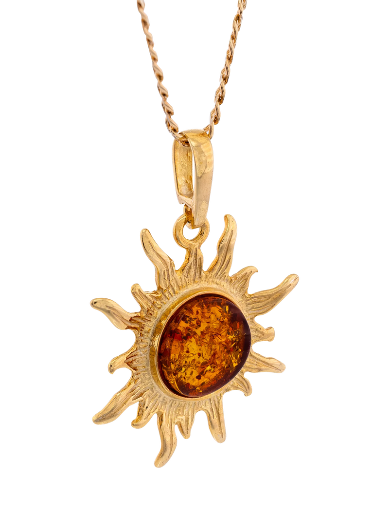 Be-Jewelled Baltic amber sunburst pendant necklace - British product