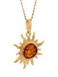 Be-Jewelled Baltic amber sunburst pendant necklace - British product
