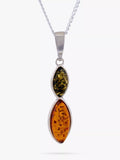 Be-Jewelled double marquise cut amber pendant necklace sterling silver (British brand)