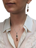 Be-Jewelled double marquise cut amber pendant necklace sterling silver (British brand)