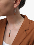 Be-Jewelled double marquise cut amber pendant necklace sterling silver (British brand)