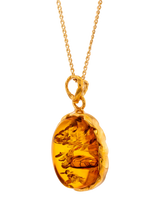 John Lewis Be-Jewelled Baltic Amber Pendant Necklace Gold Cognac- Buy online at McGrocer