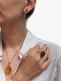 Be-Jewelled amber pendant necklace gold/cognac 46cm - British product
