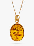 Be-Jewelled amber pendant necklace gold/cognac 46cm - British product