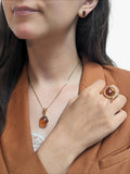 Be-Jewelled Baltic amber oval cabochon ring in Gold/Cognac, imported from the UK