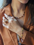 Be-Jewelled Baltic amber oval cabochon ring in Gold/Cognac, imported from the UK