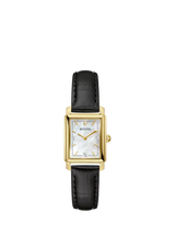 John Lewis Bulova Woman's Classic Diamond Leather Strap Watch Black Mother-Of-Pearl 33mm- Buy online at McGrocer