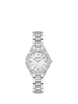 John Lewis Bulova Classic Sutton Diamond Bracelet Strap Watch Silver Mother-Of-Pearl 28mm Women's Watch- Buy online at McGrocer