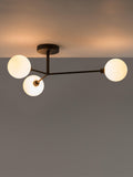houseof 3 arm flush ceiling light with opal glass shades, UK version
