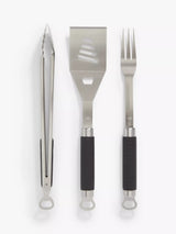 John Lewis John Lewis Soft Touch BBQ Tool Set 3 Piece Silver/Black- Buy online at McGrocer
