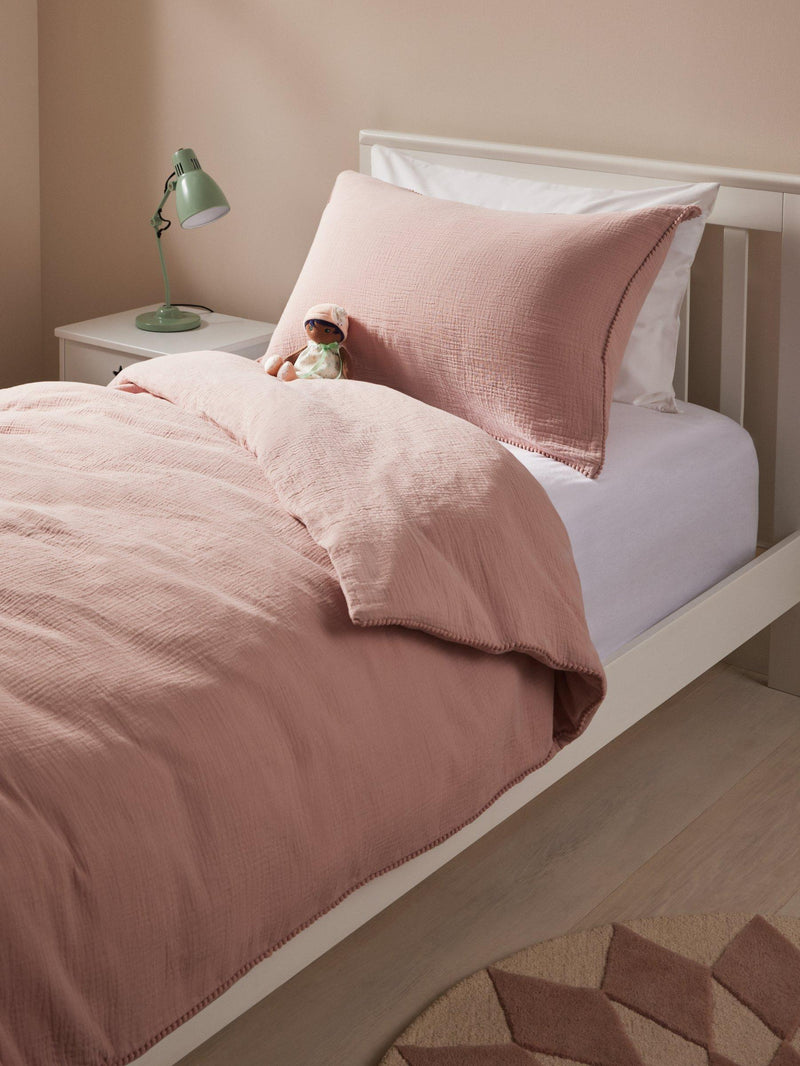 John Lewis kids pom muslin duvet cover set single, imported from the UK