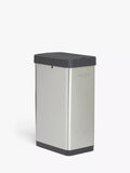 John Lewis two section sensor recycling bin with handles, stainless steel, 28+22L, UK version