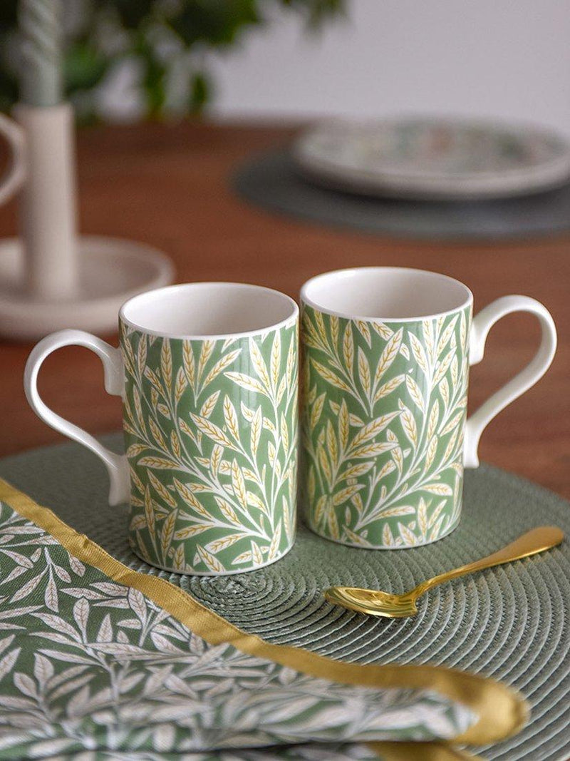 Morris & Co. Willow earthenware mugs set of 2 340ml (British brand)