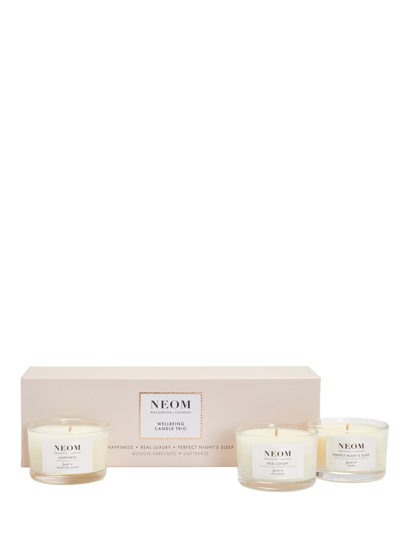NEOM travel scented candle gift set with three natural fragrances, imported from the UK
