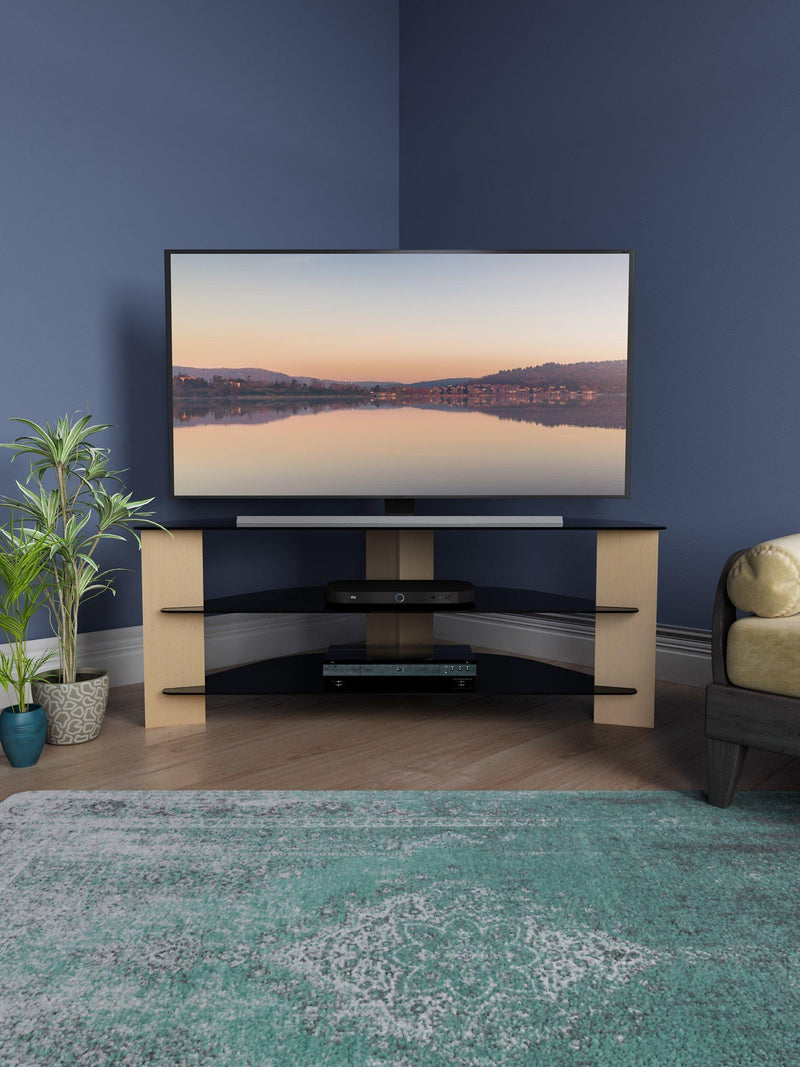 AVF Varano 1100 corner TV stand for 55 inch TVs, UK version