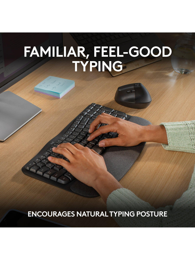 Logitech Wave Keys wireless ergonomic keyboard Graphite, UK version