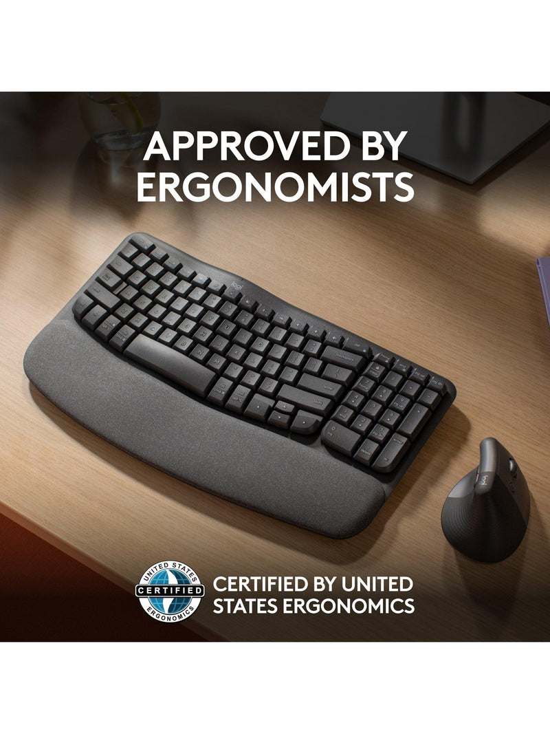 Logitech Wave Keys wireless ergonomic keyboard Graphite, UK version
