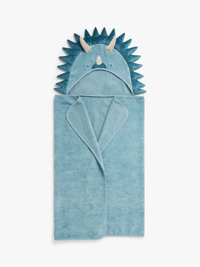 John Lewis Kids Dino Hooded Towel in Blue and Multi Colour- Buy online at McGrocer