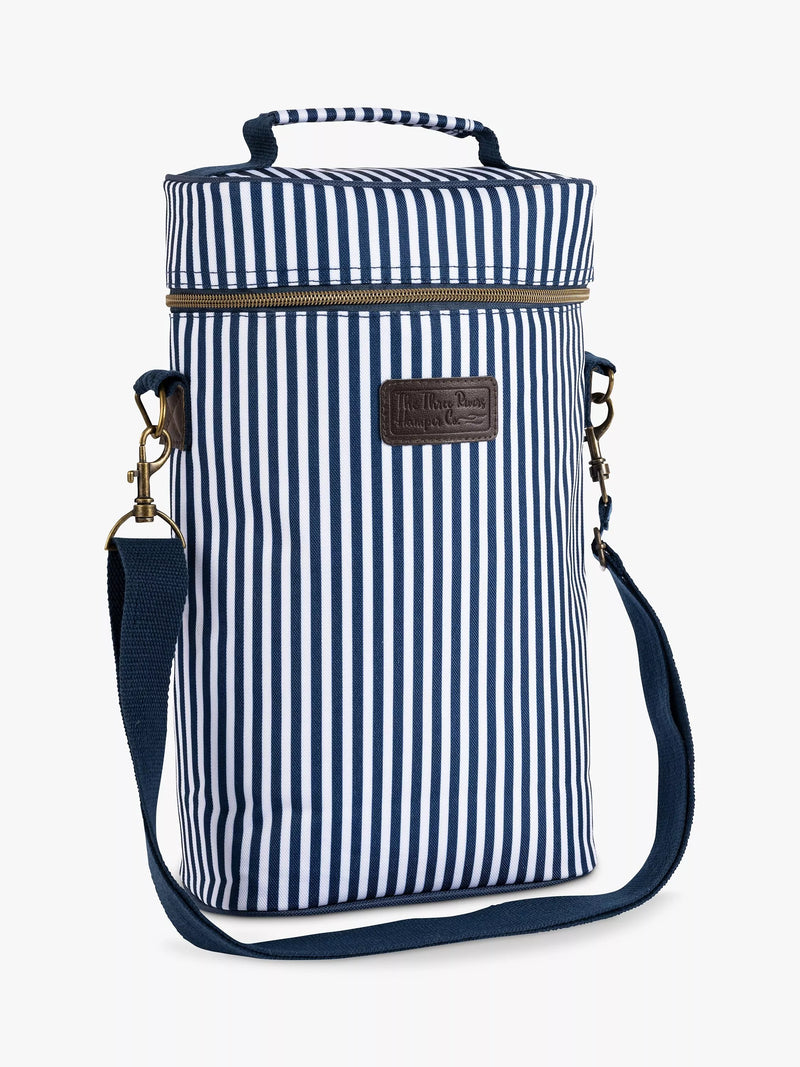 Navigate Three Rivers striped picnic cooler bag navy (British brand)