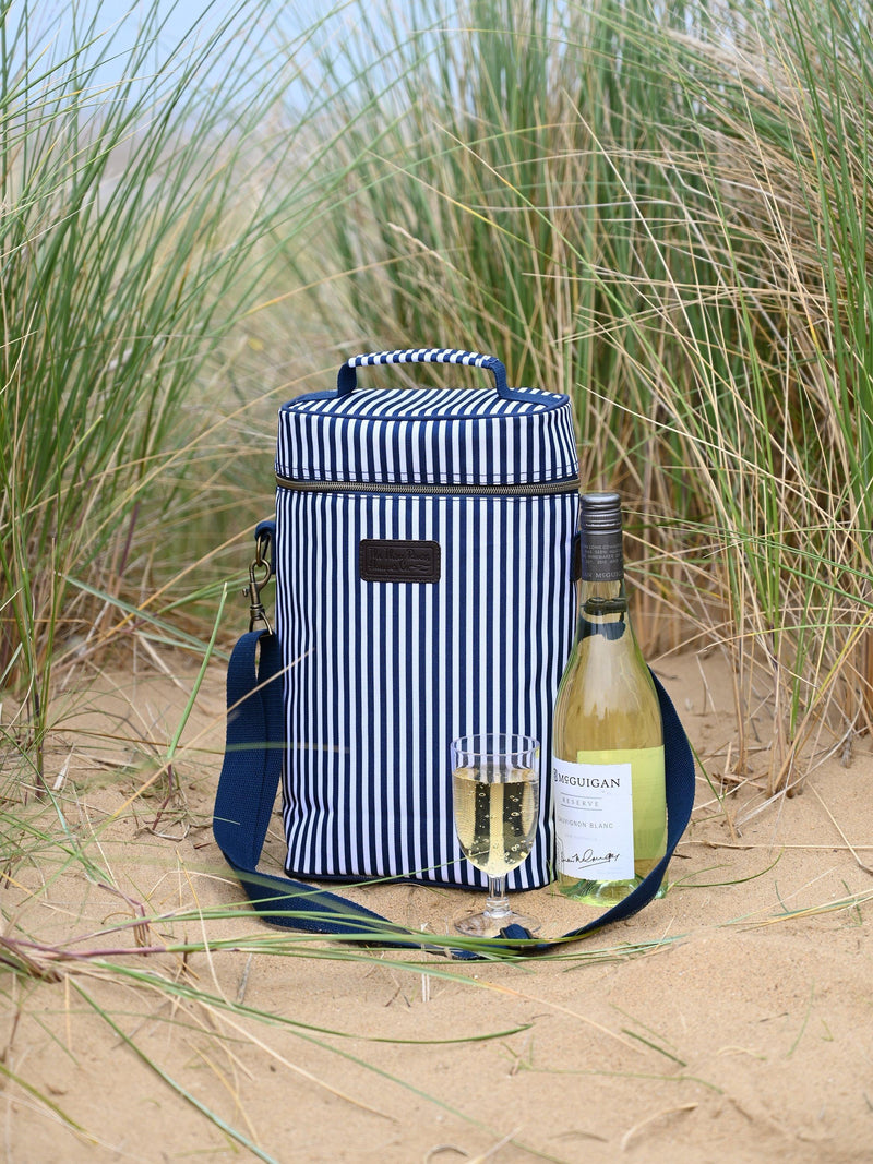 Navigate Three Rivers striped picnic cooler bag navy (British brand)